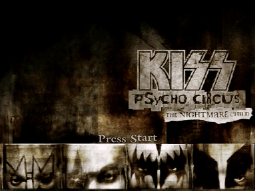KISS Psycho Circus The Nightmare Child title screen for Sega Dreamcast